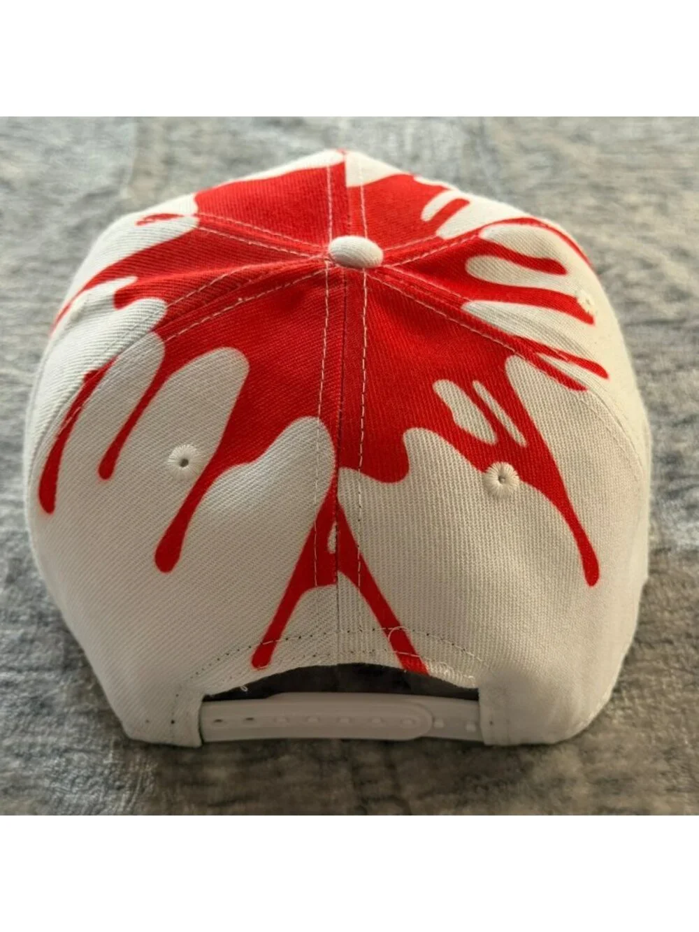 Headgear Classics Jaws Movie Snapback Hat Men's Adjustable White Red Splatter